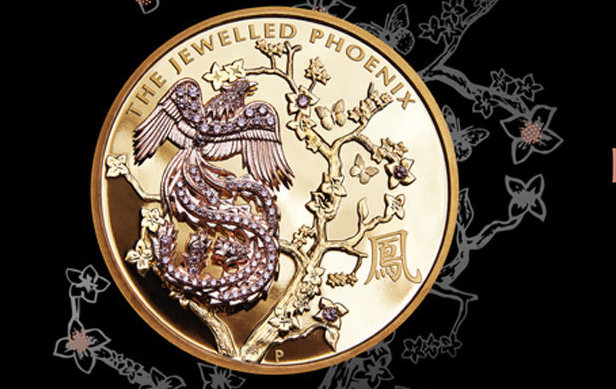 монета феникс Австралия розовый бриллиант